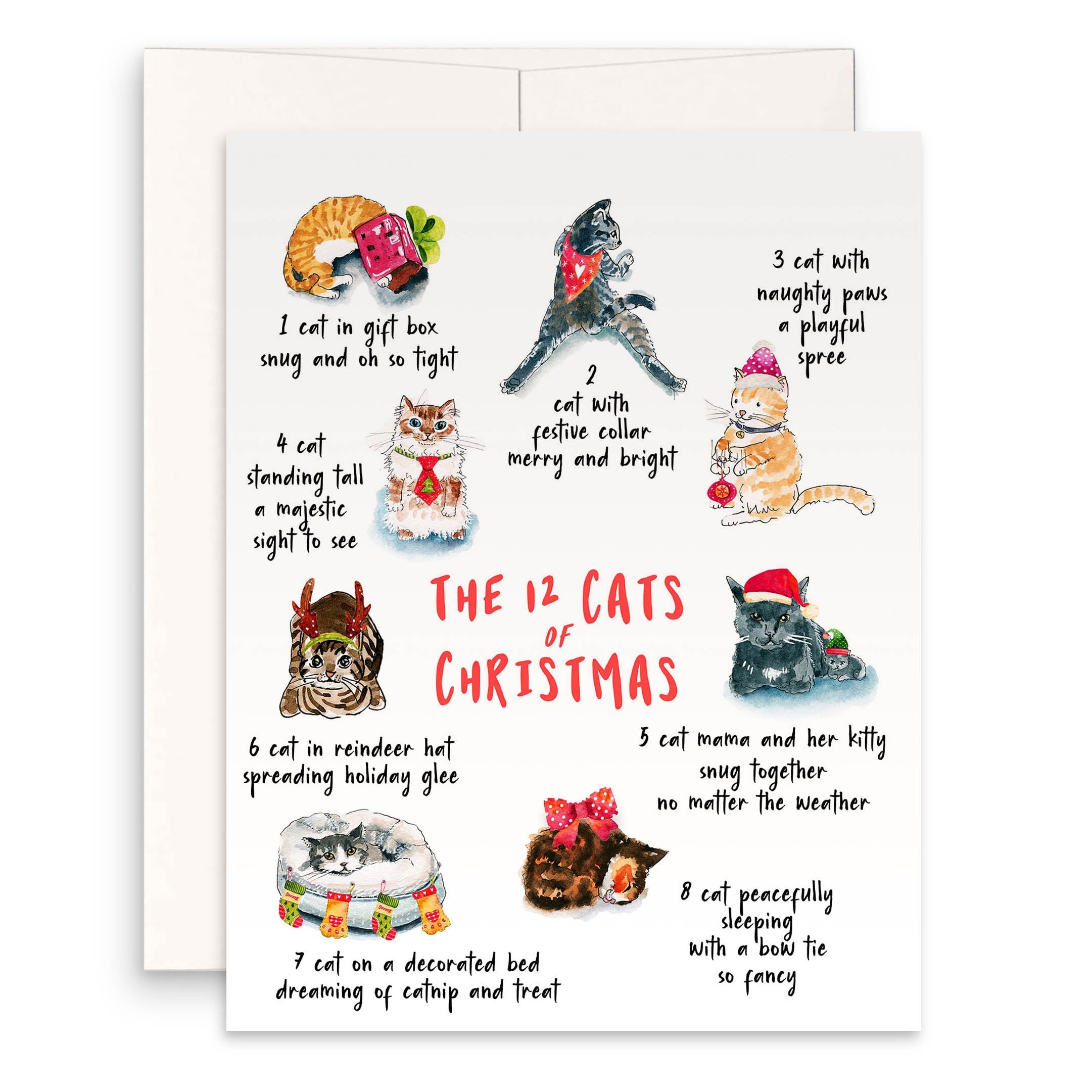 Funny Cat Christmas Cards 12 Days Of Christmas Ts For Cat Lovers Handmade By Liyana 5364