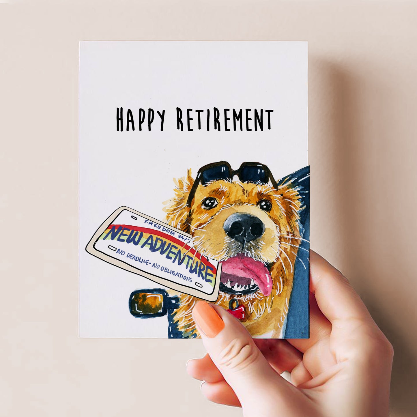 Golden Dog Retirement Adventure  Greeting & Note Cards