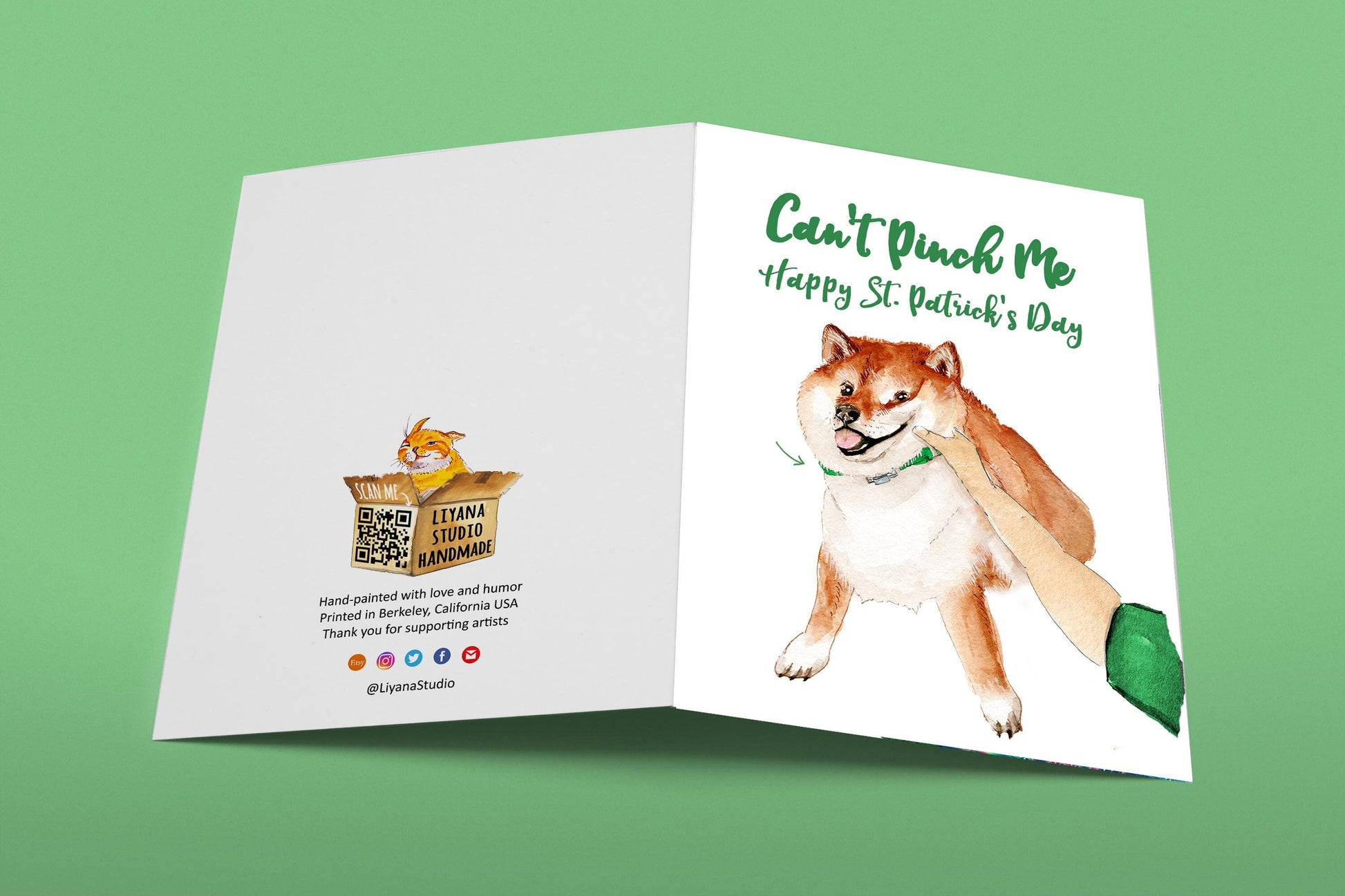 Funny St Patricks Day Card For Boyfriend - Kids St Patricks Day Gift - Shiba Inu Dog Saint Patrick's Day Cards - Liyana Studio Greetings