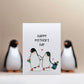 Penguin Family Happy Fathers Day Card Funny - 1st Fathers Day Card From Wife To Husband - Baby Mom Dad Card For New Parents From Kid