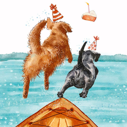 Jump Off Boat Dog Birthday Card For Dog Lovers - Summer Birthday Cards For Lake Lover