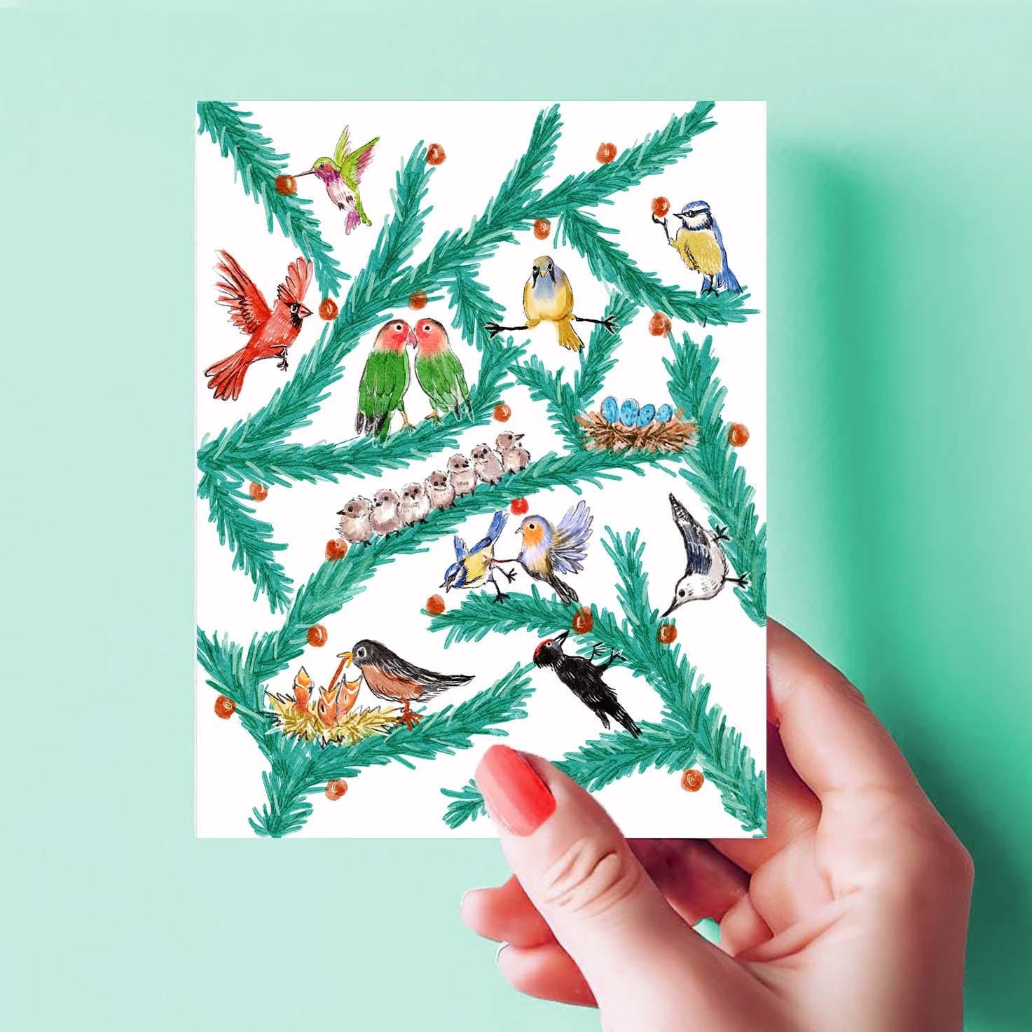 Backyard Birds Funny Christmas Card Set - Funny Bird Holiday Card - Bird Lovers Gifts