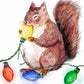 Squirrels Funny Christmas Cards - Merry And Bright Red Squirrel Eats String Lights - Cute Holiday Gift For Friends