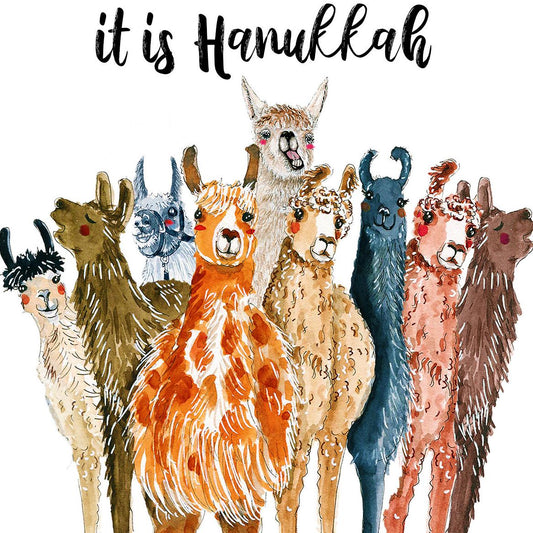 Llamas Funny Hanukkah Cards Set - Alpaca Chanukah Cards - Handmade Greeting Cards By Liyana Studio