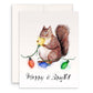 Squirrels Funny Christmas Cards - Merry And Bright Red Squirrel Eats String Lights - Cute Holiday Gift For Friends