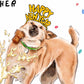 Happy New Year Cards 2025 - Champagne Bottle Open - Funny Dog Birthday Cards For Friends - Liyana Studio Greetings Handmade