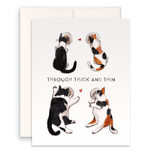 Trough Thick And Thin Cat Funny Anniversary Card For Husband - Cats I Love You Card For Boyfriend - Funny Valentines Day Card For Boyfriend