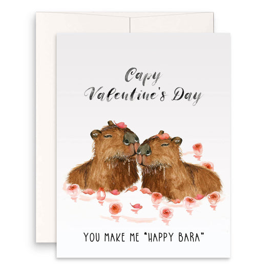 Capybara Funny Valentines Day Card For Husband - Bathing Capybara I Love You Card For Boyfriend - Liyana Studio Handmade Greetings