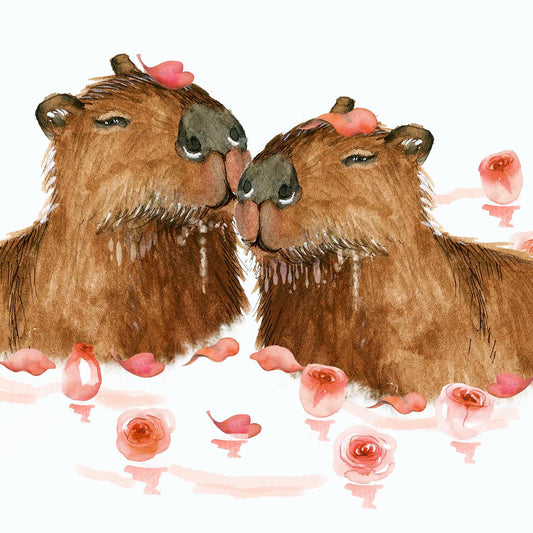 Capybara Funny Valentines Day Card For Husband - Bathing Capybara I Love You Card For Boyfriend - Liyana Studio Handmade Greetings