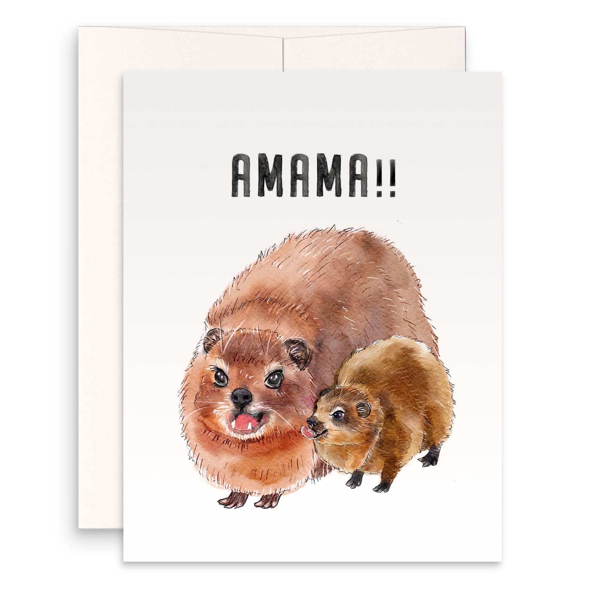 Awawa Hyrax Rock Funny Mother's Day Card From Kid - Amama Birthday Card For Mom - Liyana Studio Handmade Greeting Cards