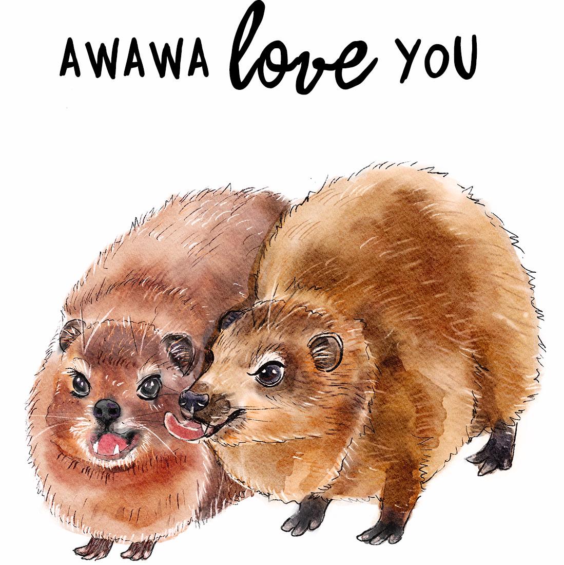 Rock Hyrax Love Card For Husband - Awawa Funny Valentines Day Card For Girlfriend - Liyana Studio Handmade Greeting Cards