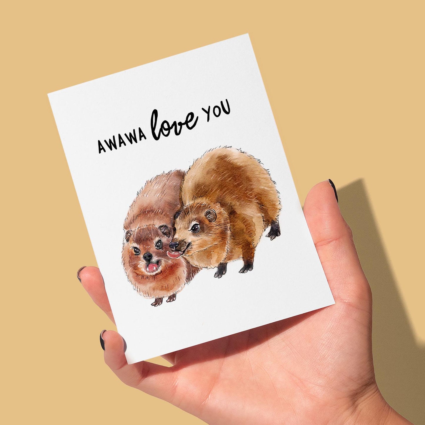 Rock Hyrax Love Card For Husband - Awawa Funny Valentines Day Card For Girlfriend - Liyana Studio Handmade Greeting Cards