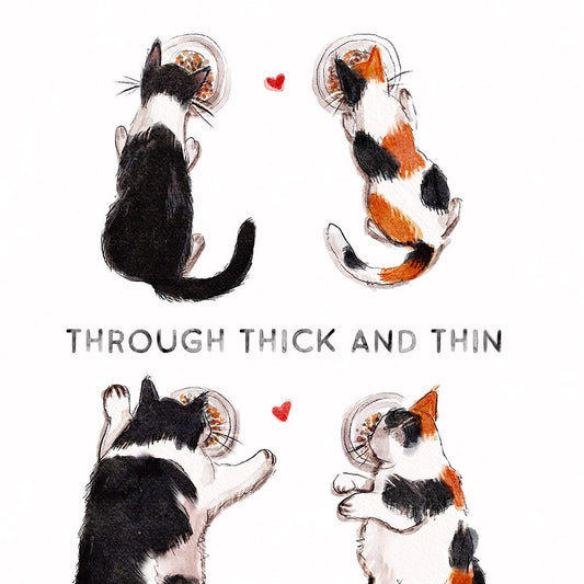 Trough Thick And Thin Cat Funny Anniversary Card For Husband - Cats I Love You Card For Boyfriend - Funny Valentines Day Card For Boyfriend