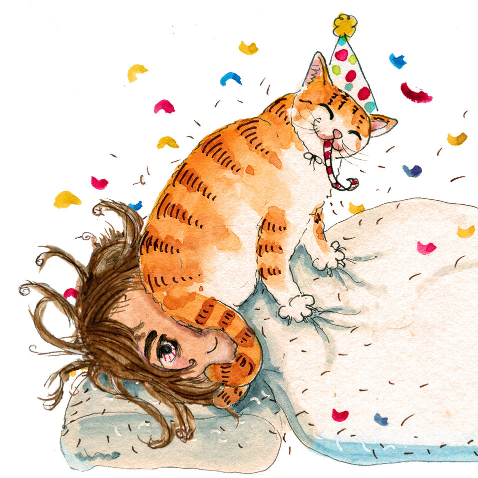 Rise And Shine Cat Birthday  Greeting & Note Cards
