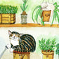 Plant Lady Is The New Cat Lady, Cat Art, Garden Art, Watercolor Art, Cat Print Watercolor Print Nursery Decor, Garden Decor, Botanical Print