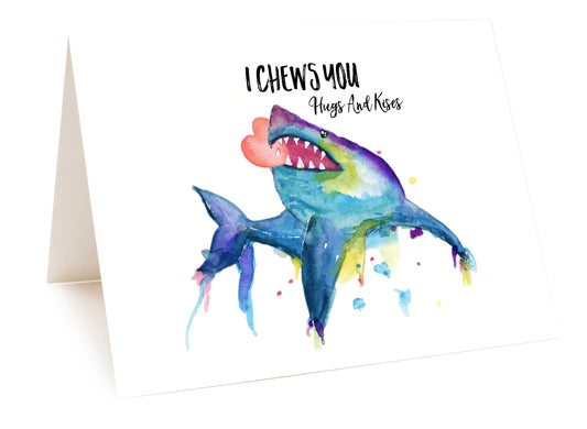 I Chews You Shark Love Card For Boyfriend, Funny Shark Valentines Card For Him, I Choose You Funny Love Card For Husband, Boyfriend Card