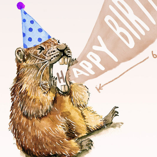 Quarantine Birthday Card For Him - Screaming Mermot Social Distancing 6 Feet Away