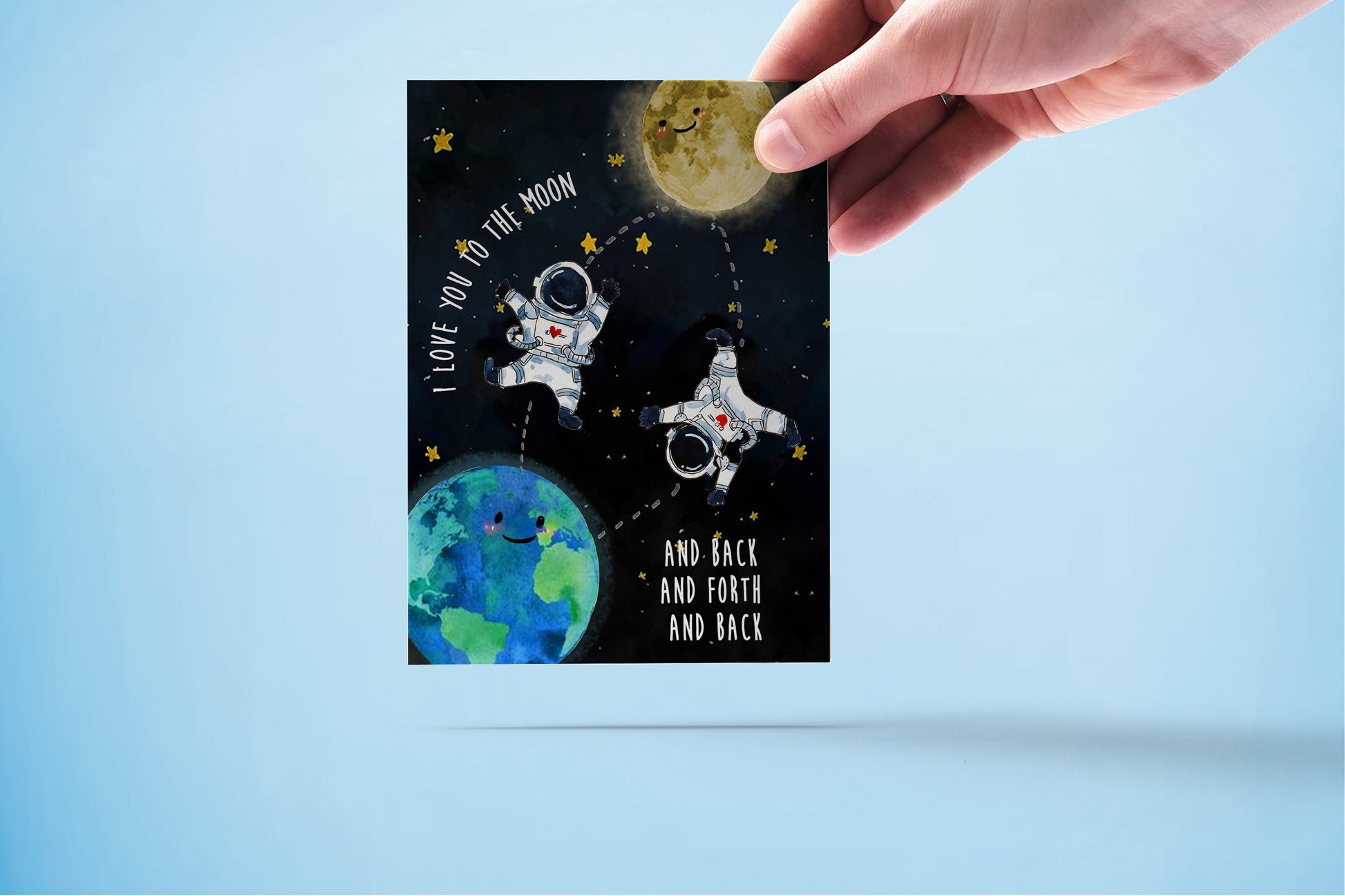 I Love You To The Moon And Back Funny Love Card For Husband, Kids Love Card Funny, Romantic Anniversary Card Astronaut Space Cards For Geek