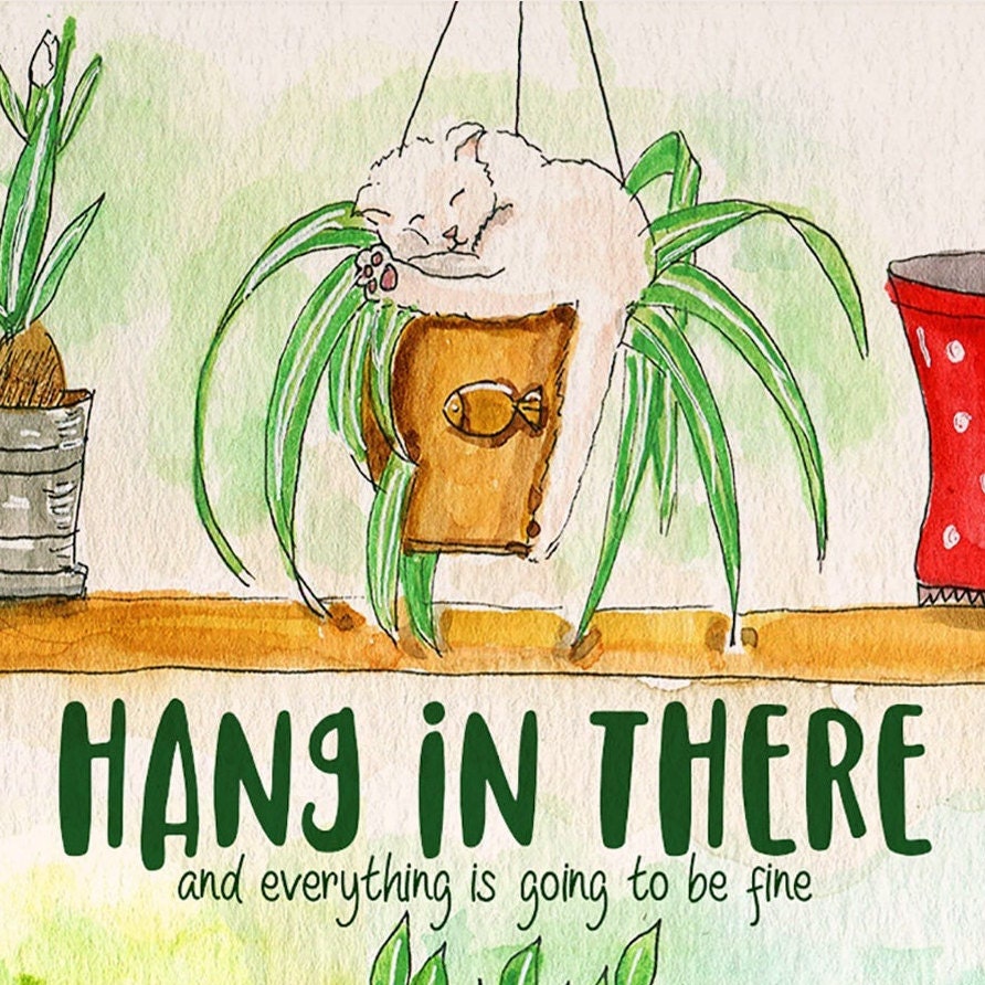 Funny Cat Hang In There Card, Thinking of You Cards, Sympathy