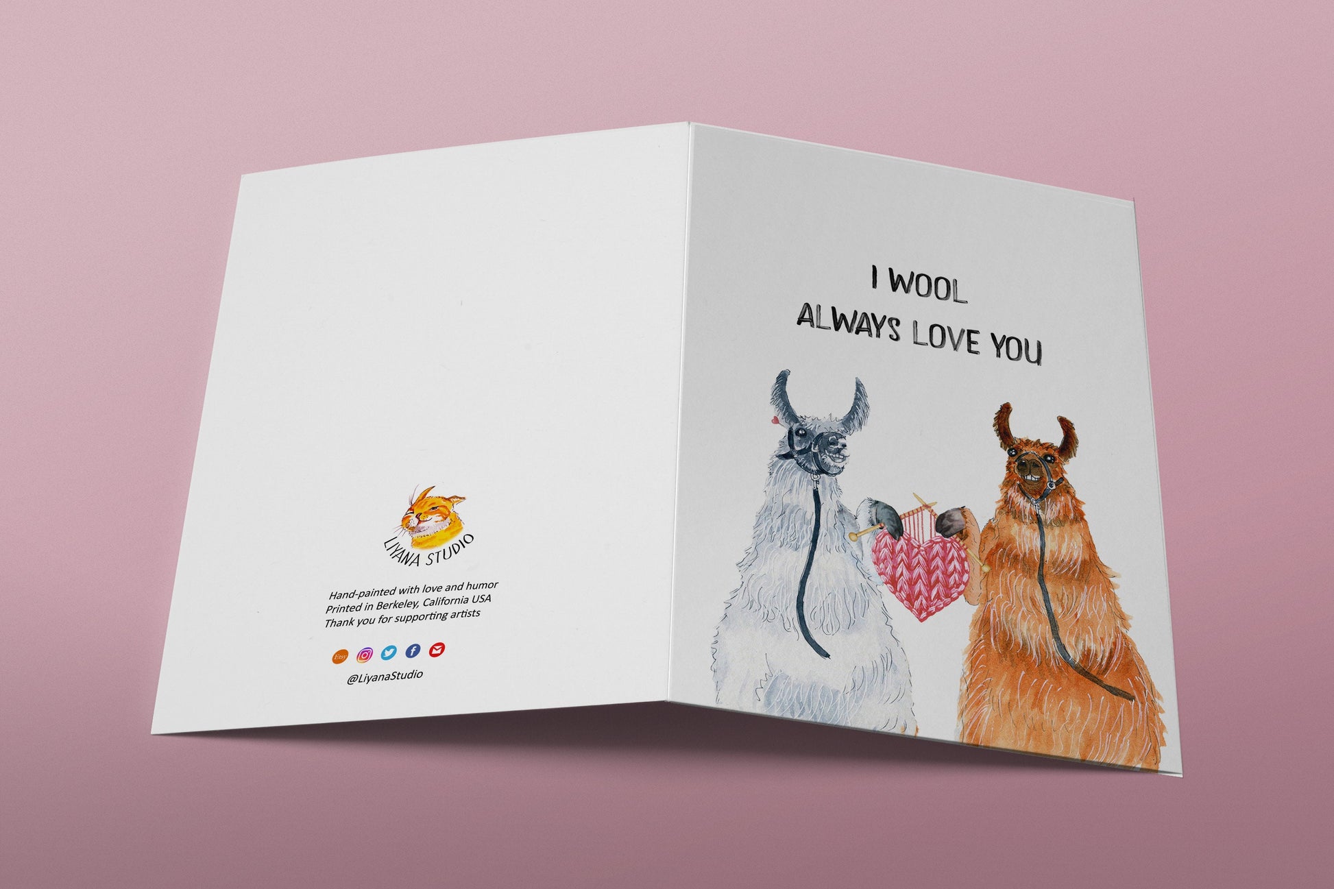 Llamas 7th Wool Anniversary Card For Husband - I Wool Always Love You - Funny Anniversary Cards For Him