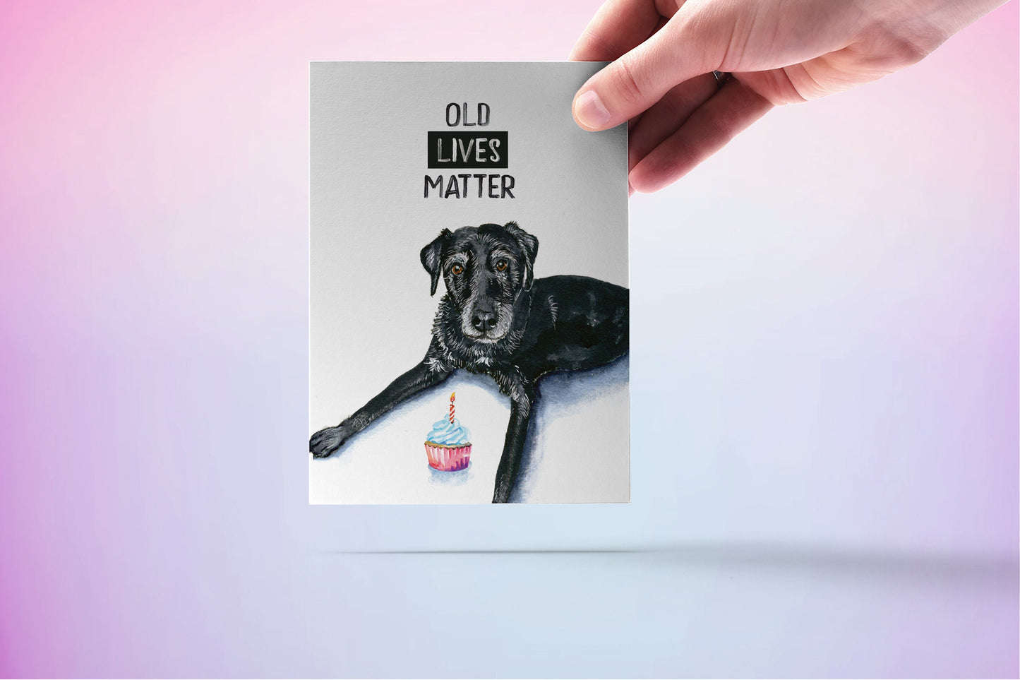 Old Lives Matter Black Labrador Dog Birthday Card Funny