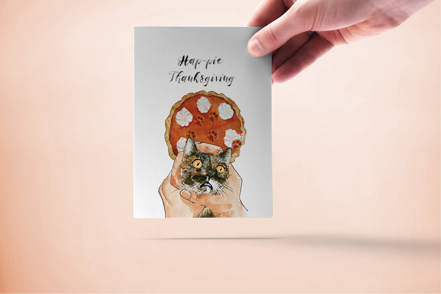 Tortoiseshell Cat Thanksgiving Cards Funny - Pumpkin Pie Fest - Fall Seasons Greeting Card Set