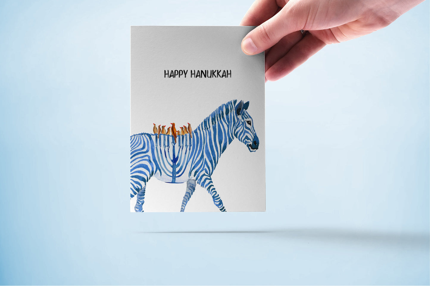 Zebra Menorah Hanukkah Cards Set - Unique Chanukah Art