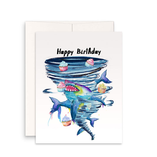Sharks Tornado Birthday Card For Best Friend - Shark Lover Birthday Gifts
