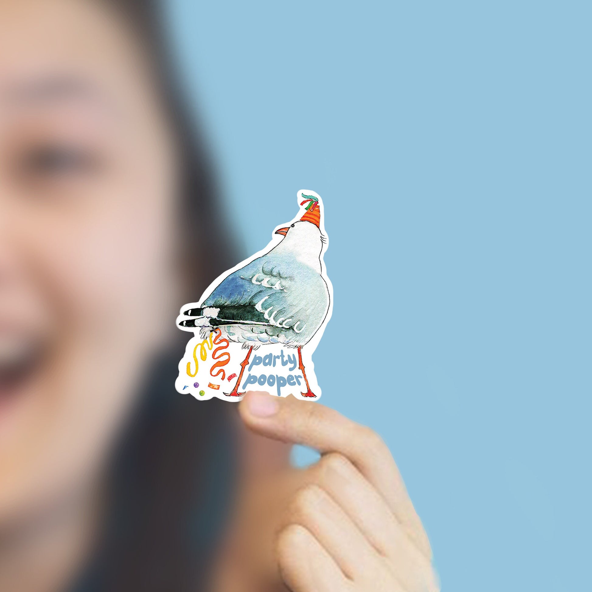 Party Pooper Seagull Poop Sticker For Friend - Summer Beach Bird Snarky Stickers Funny - Fart Bird Vinyl Sticker For Her - Liyana Studio