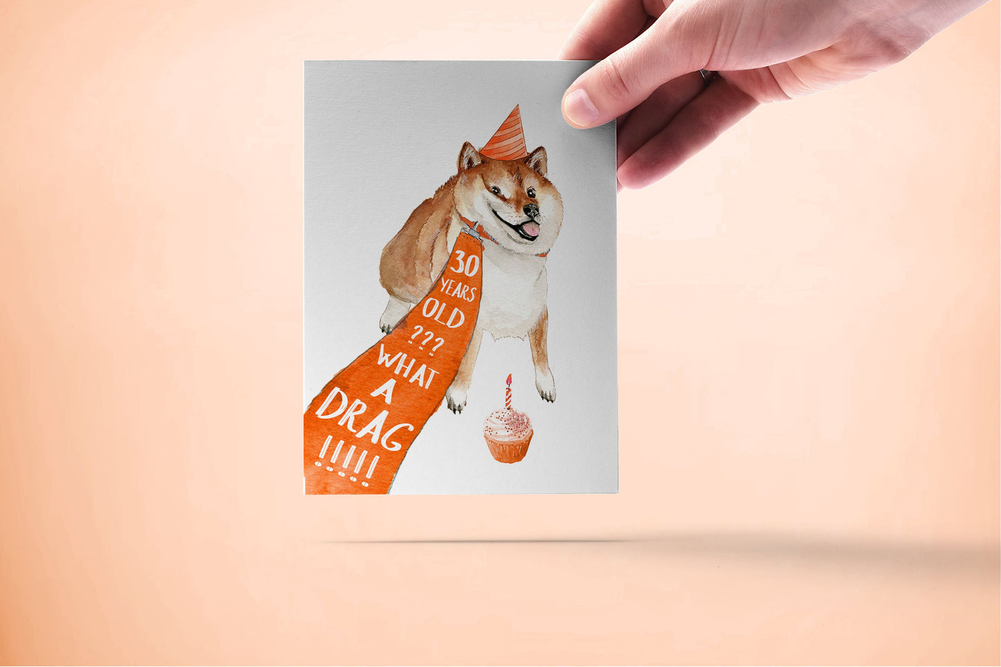 Funny 30th Birthday Card For Best Friend - Shiba Inu Dog Birthday Cards For Men - Cute 30th birthday gift for women