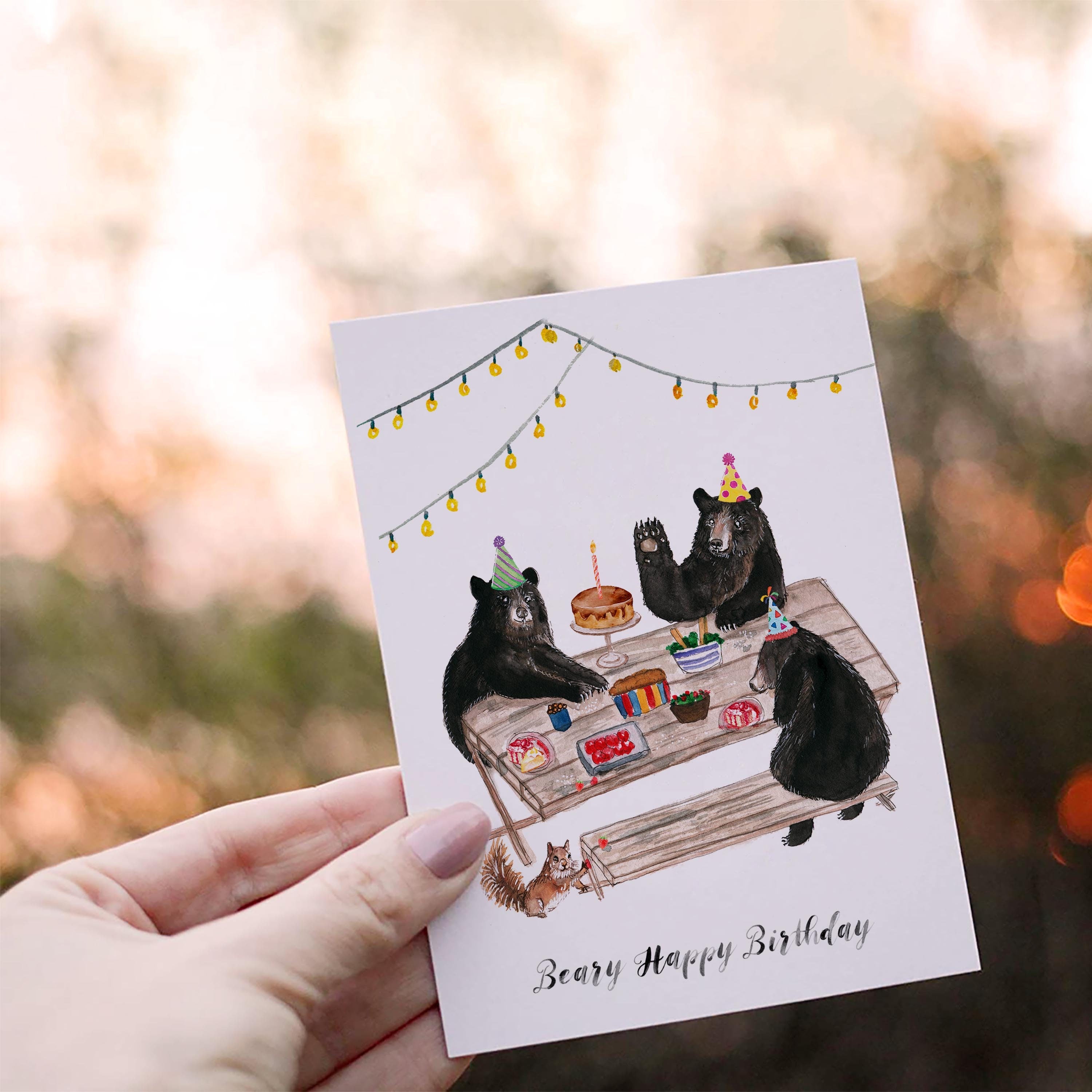 Black Bear Birthday Cards For Her Picnic Kids Birthday Party