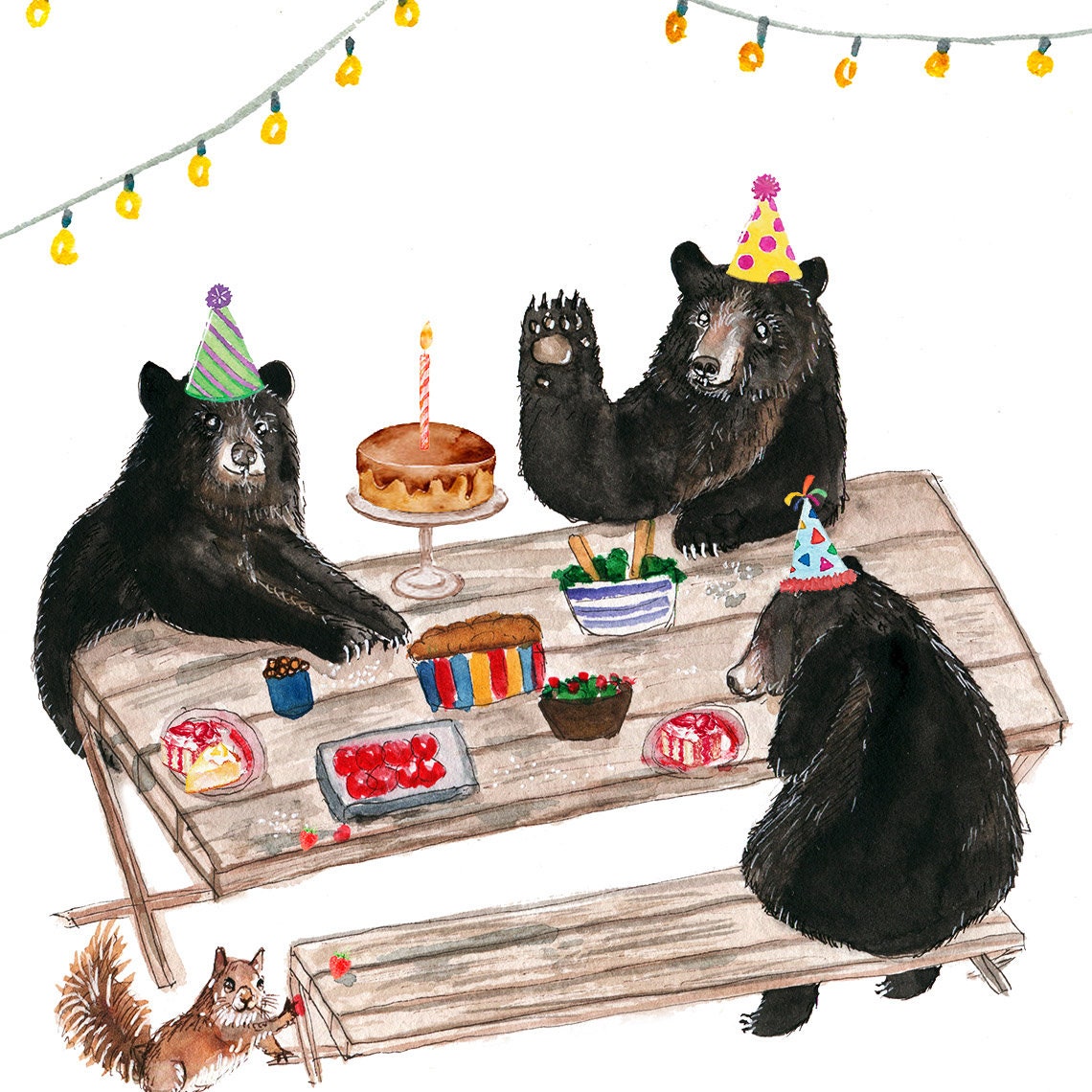 Black Bear Birthday Cards For Her Picnic Kids Birthday Party