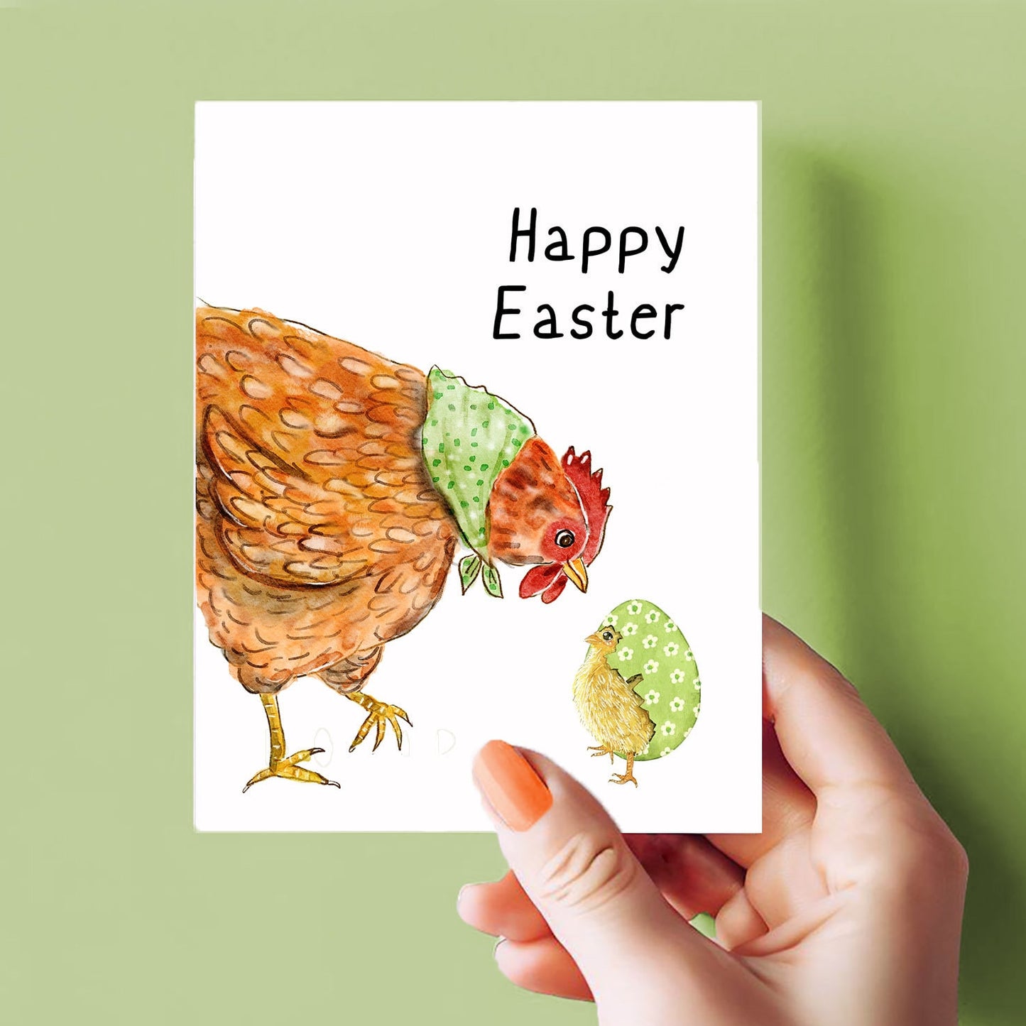 Spring Chicken Easter Eggs Card - Funny Easter Cards For Kids - Liyana Studio Greeting Cards Handmade
